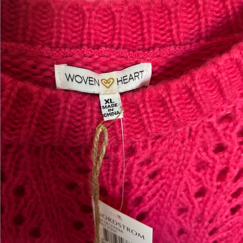 Woven Heart Fuchsia Knit Sweater - Picture 3 of 4